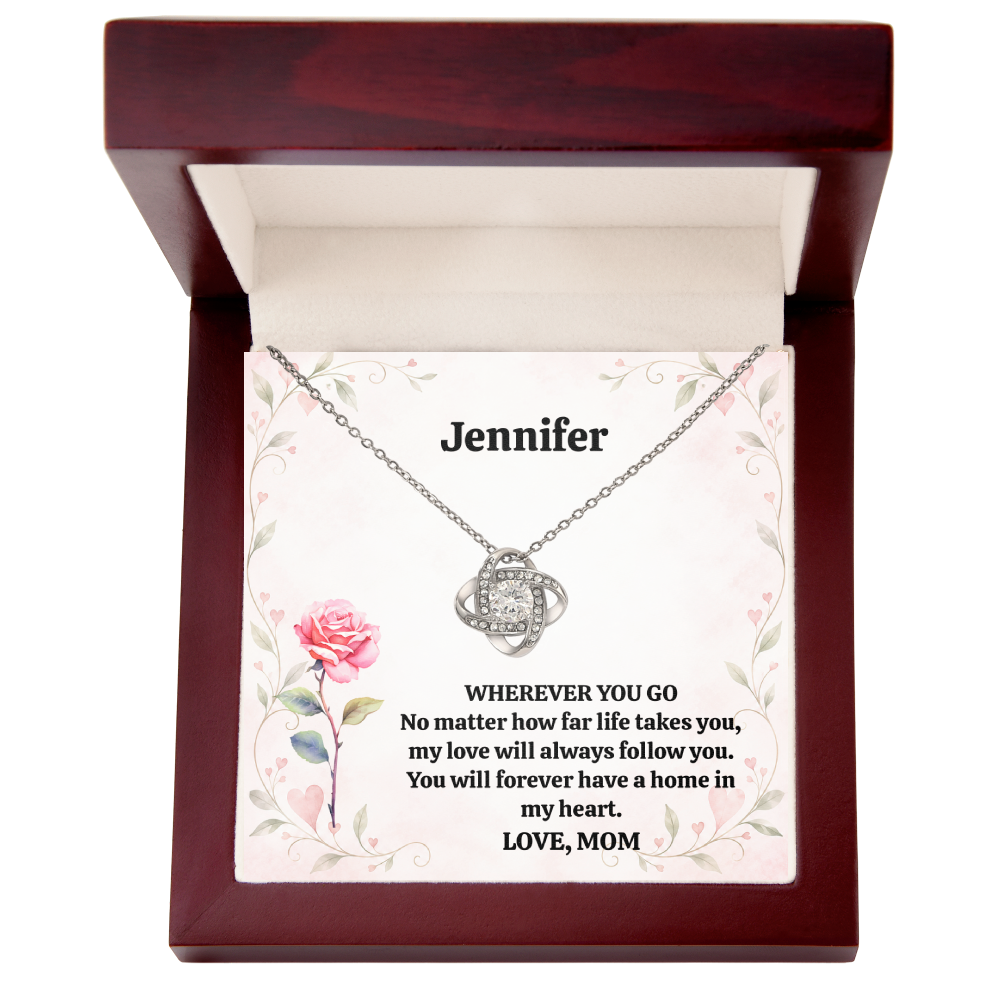 Personalized Daughter Necklace with Birth Flower & Message Card