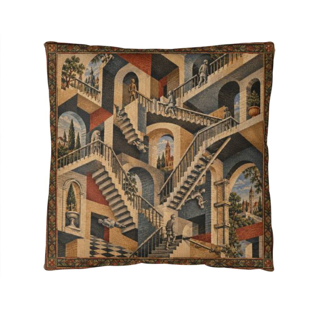 Escher Style Pillow – Impossible Architecture Throw Pillow