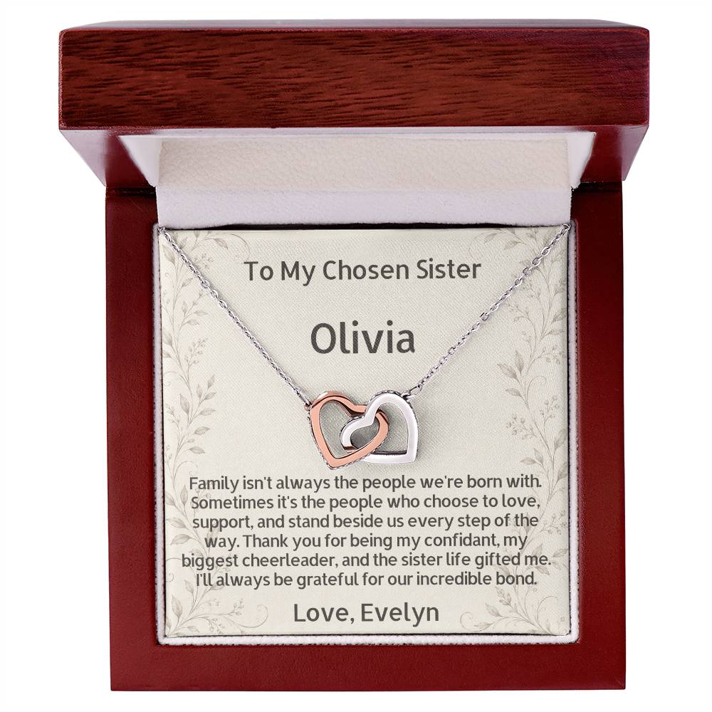 💜 Personalized Soul Sister Necklace with Custom Message Card • A Sister by Choice