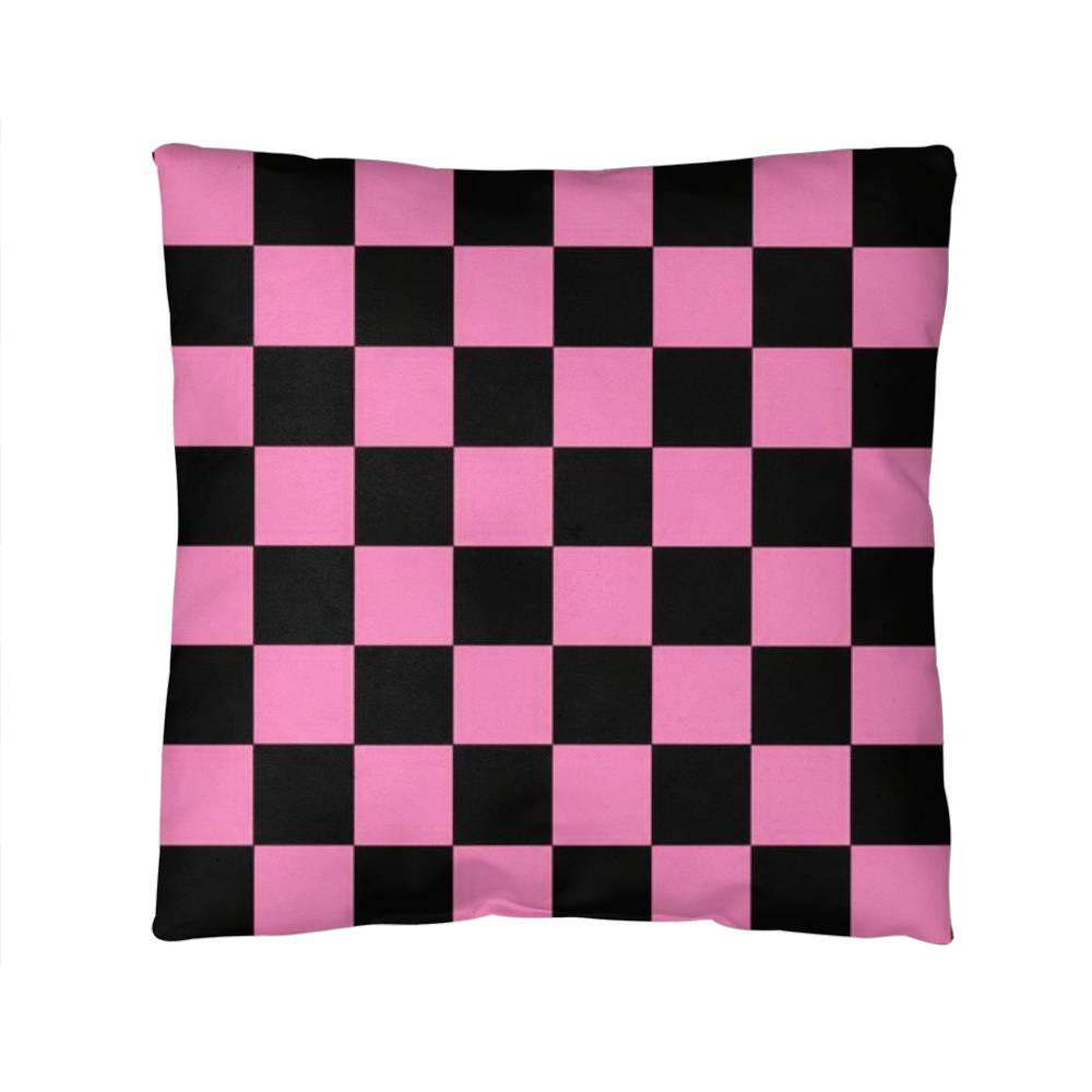 Pink & Black Checkerboard Pillow – Stylish Checkered Throw Pillow, Y2K Coquette & Modern Room Decor
