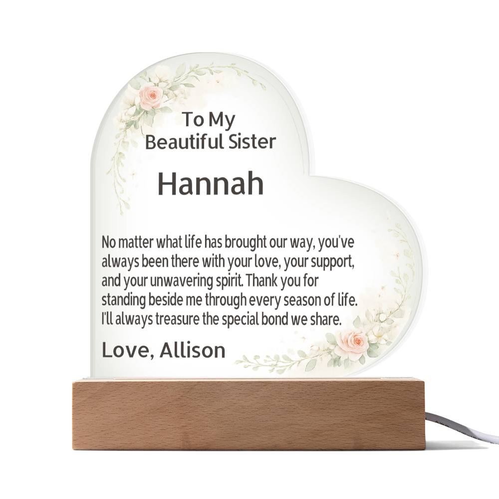 π Custom Sister Acrylic Plaque | Personalized Keepsake with Heartfelt Message