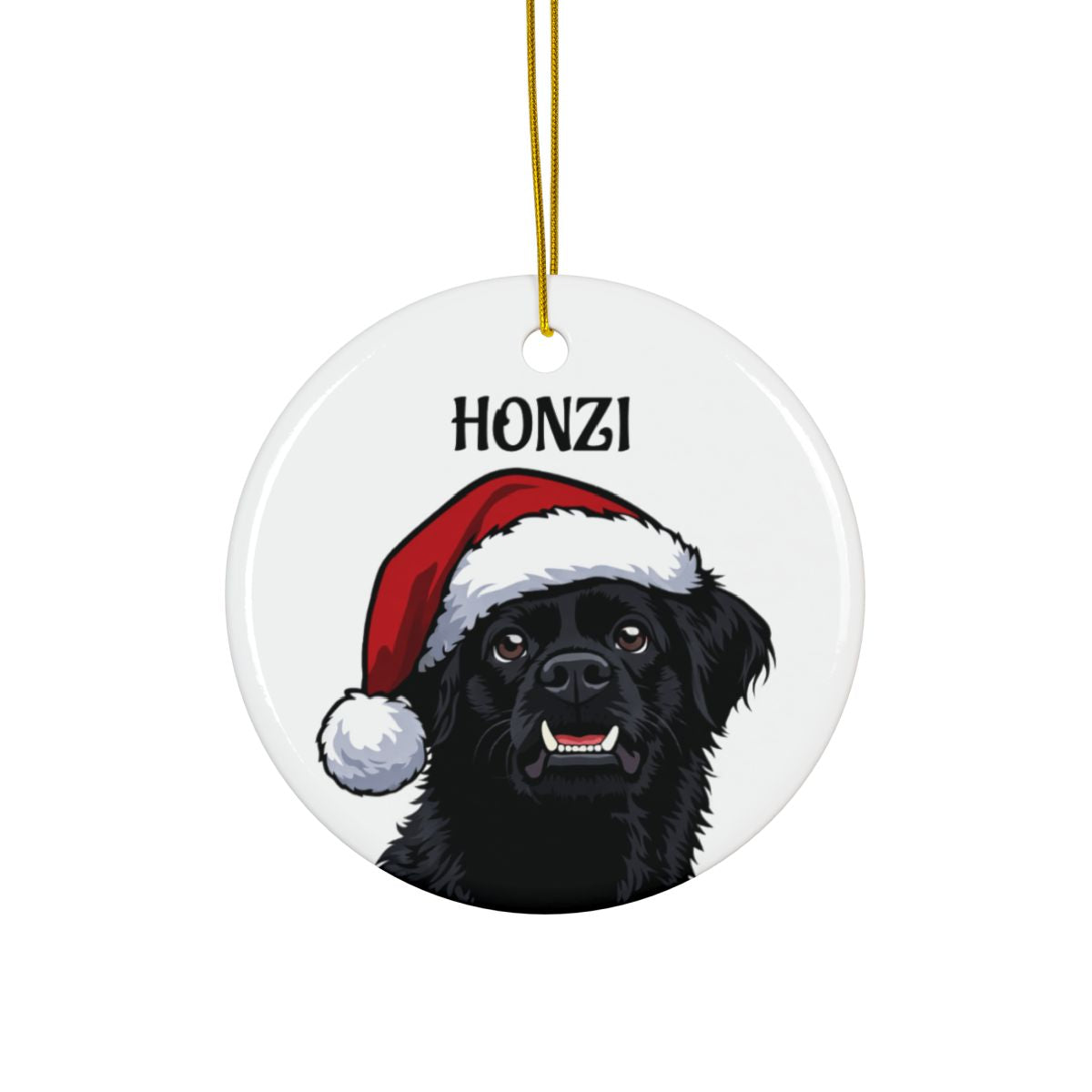 Personalized Pet Portrait Ceramic Ornament with Custom Name