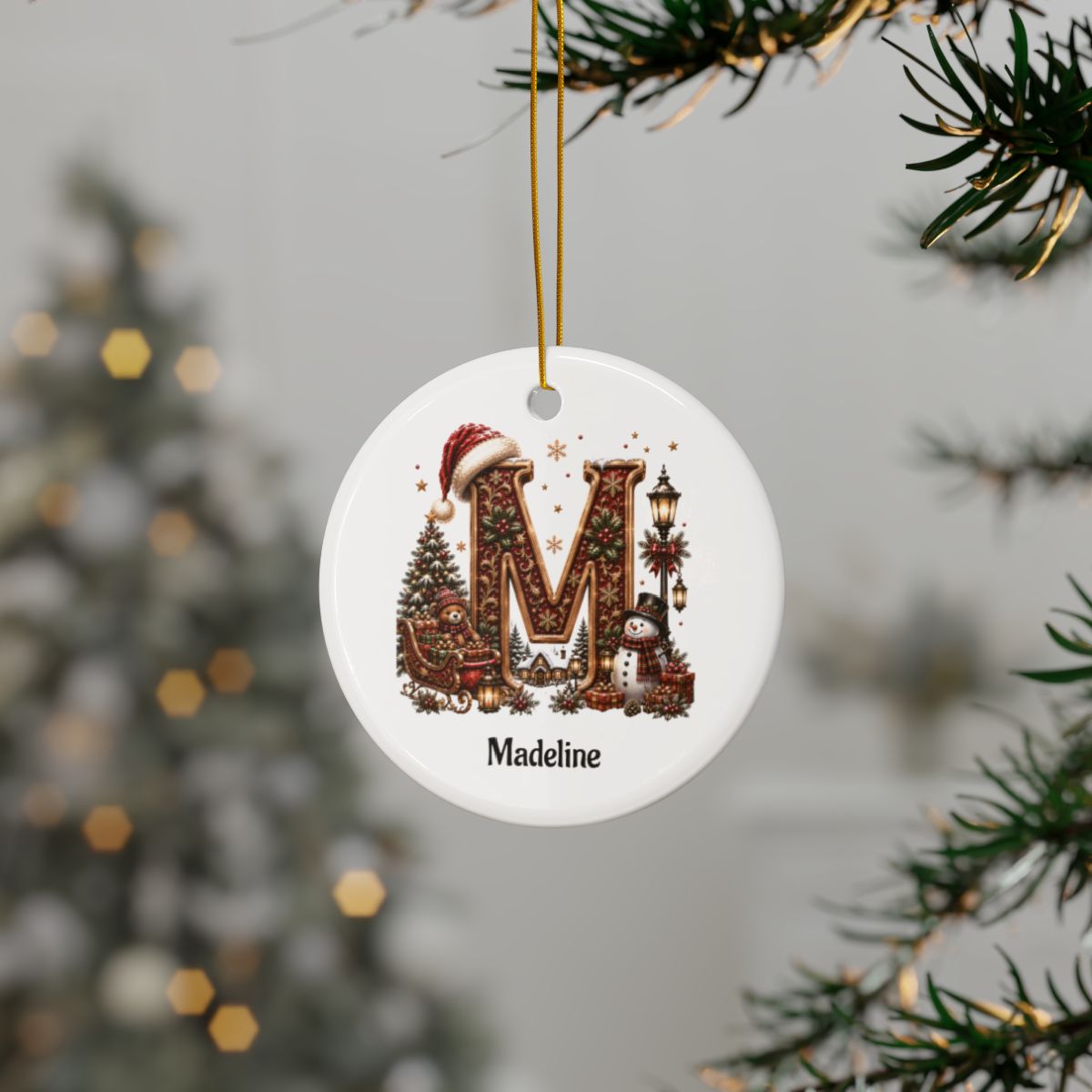 Personalized Initial Christmas Ornament, Custom Monogram & Name Ornament