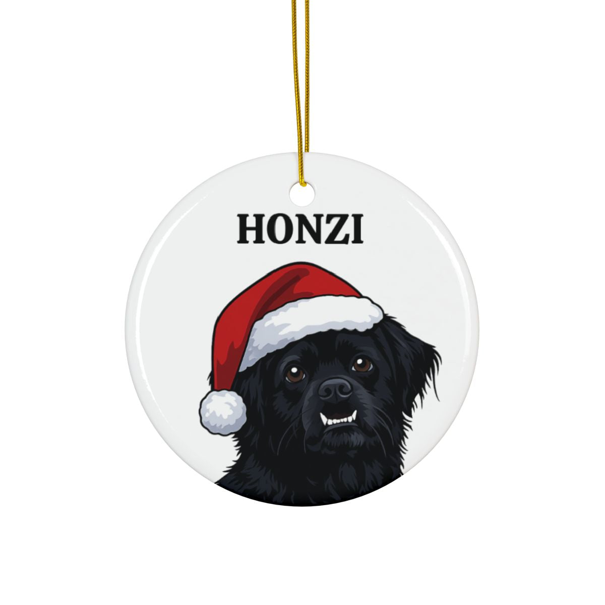 Personalized Dog Portrait Ceramic Ornament with Custom Name
