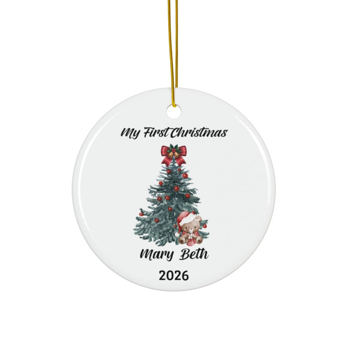 Baby's First Christmas Ornament Personalized with Name & Birth Year