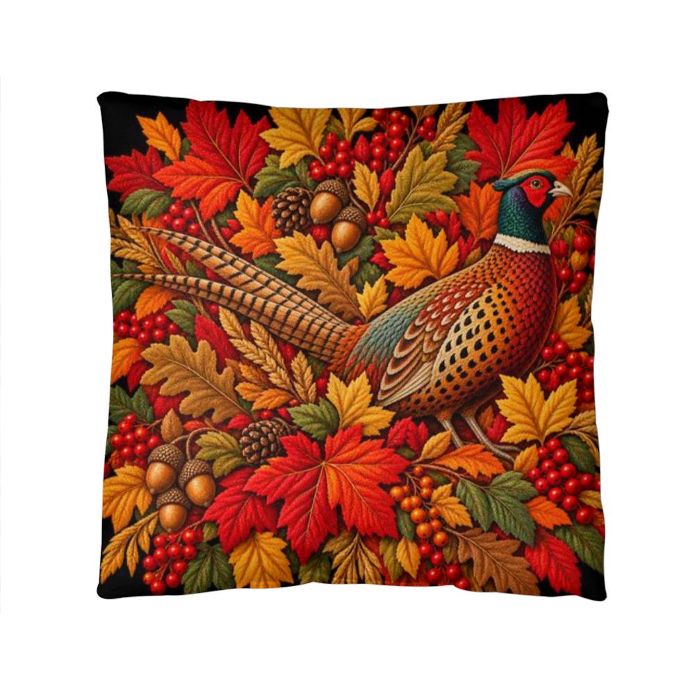 Autumn Pheasant Pillow – Fall Throw Pillow, Wildlife & Woodland Home Décor