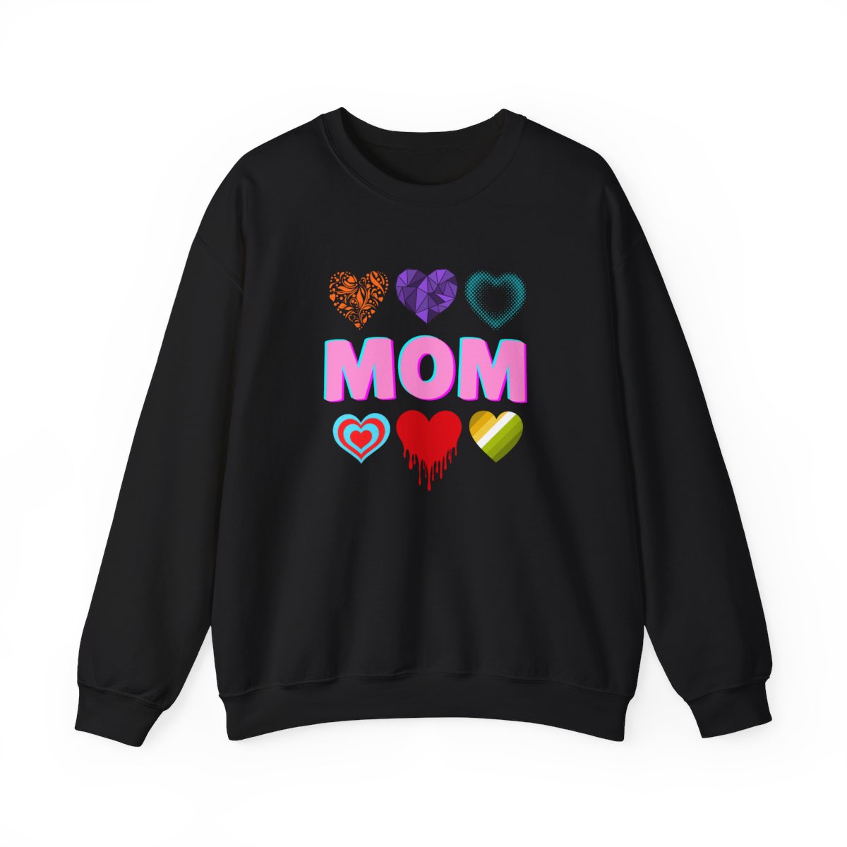 Trendy MOM Sweatshirt with Heart Graphics – Cute & Aesthetic Mother’s Day Gift