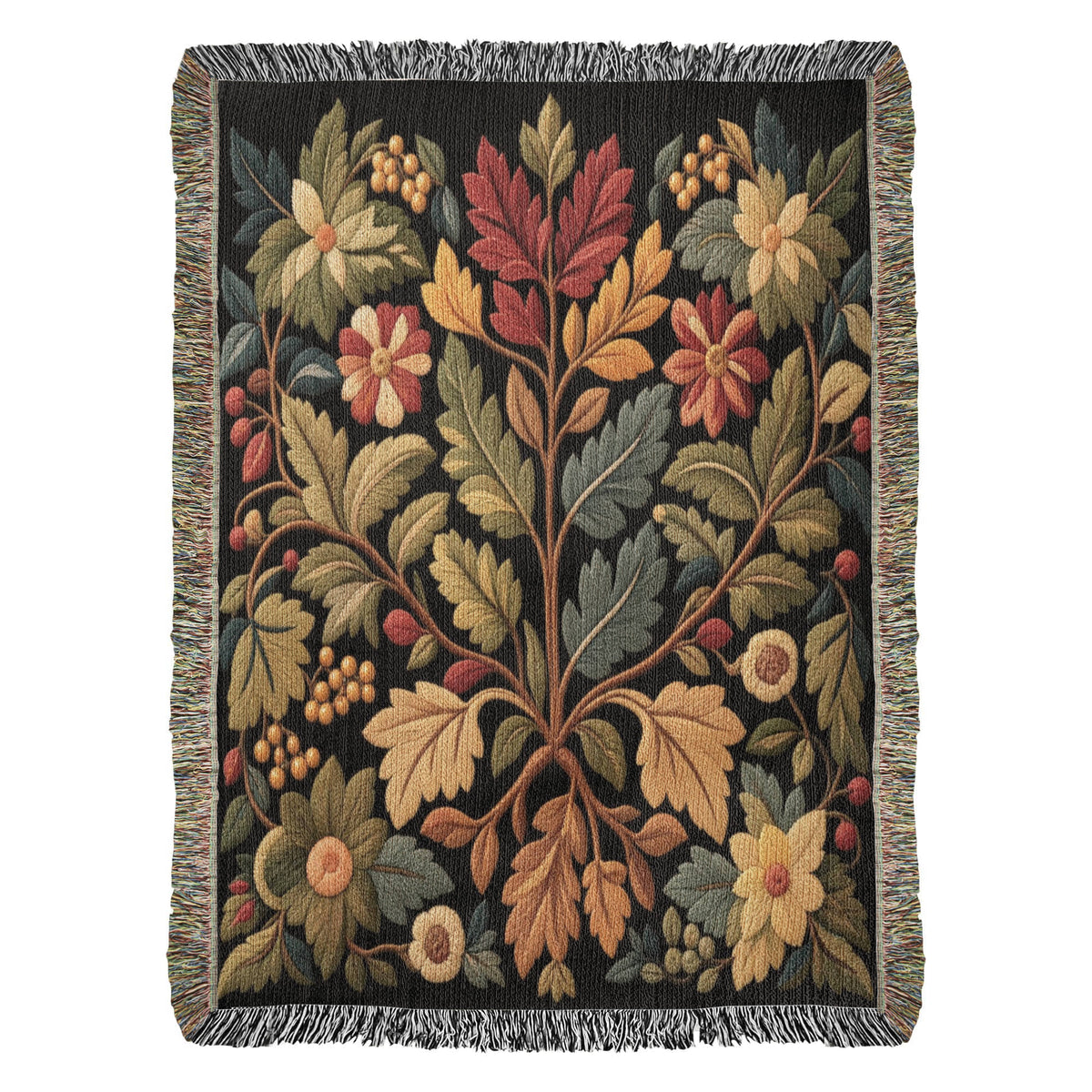 Floral Woven Blanket – Botanical Throw Blanket, Vintage Floral Home Décor