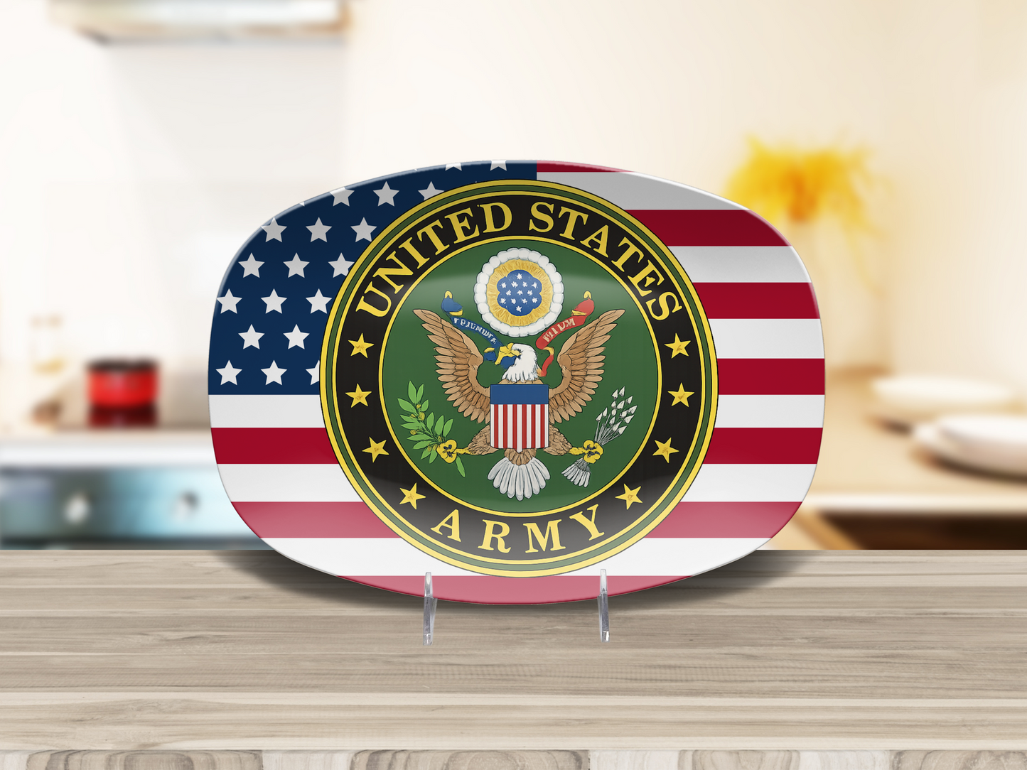 USA Flag Army Platter – Perfect Patriotic Serving Tray for Veterans & Military Families