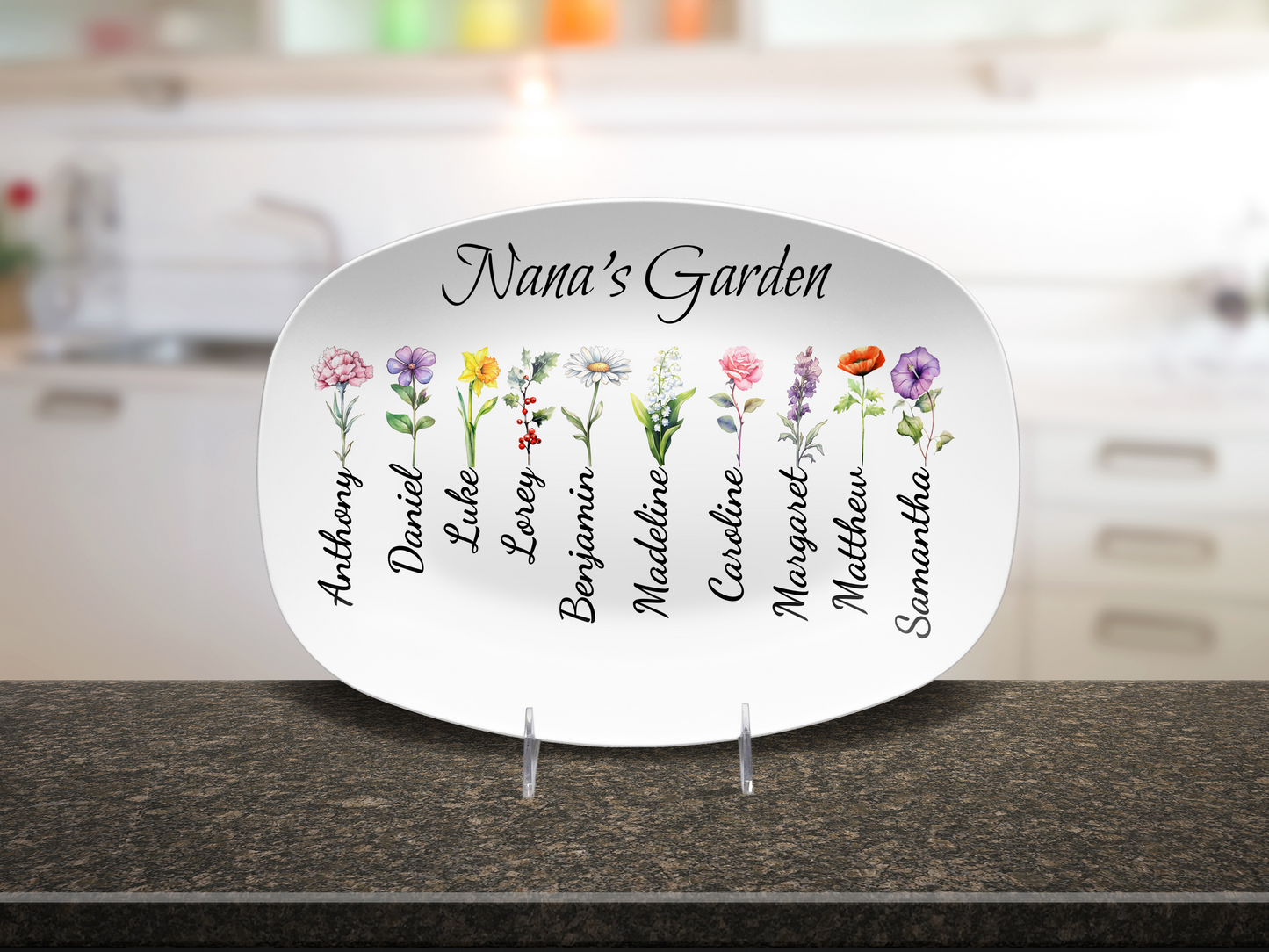 Personalized Nana’s Garden Platter – Custom Grandma Gift with Grandchildren Names