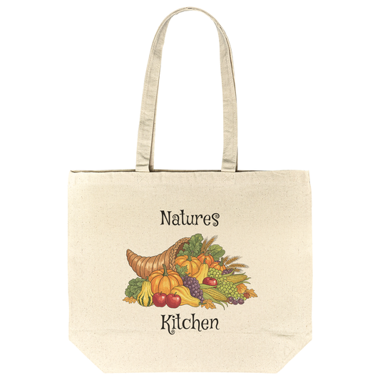 Nature's Kitchen Harvest Cotton Tote Bag - Reusable Farmers Market & Grocery Tote