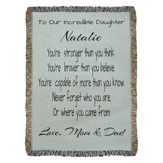 Personalized Daughter Blanket from Mom & Dad – Custom Name Throw Blanket