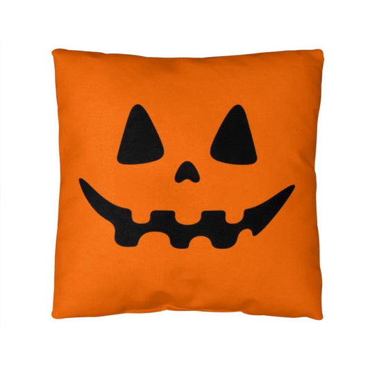 Orange Halloween Throw Pillow – Black Jack-O’-Lantern Face