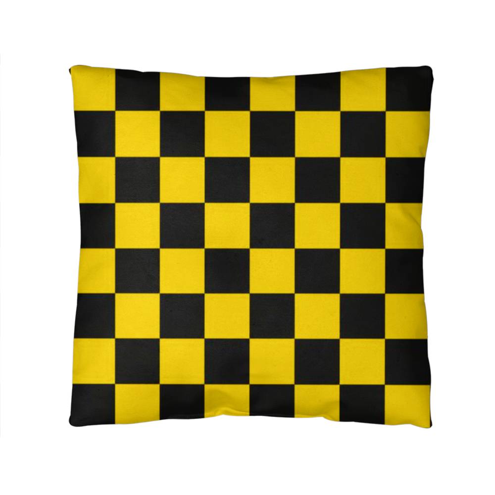 Yellow & Black Checkerboard Pillow – Checkered Throw Pillow, Retro Y2K & Modern Room Decor