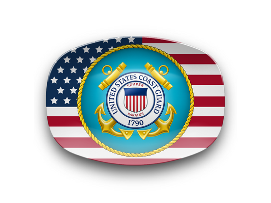 Patriotic USA Flag Coast Guard Serving Tray – Unbreakable Military Platter