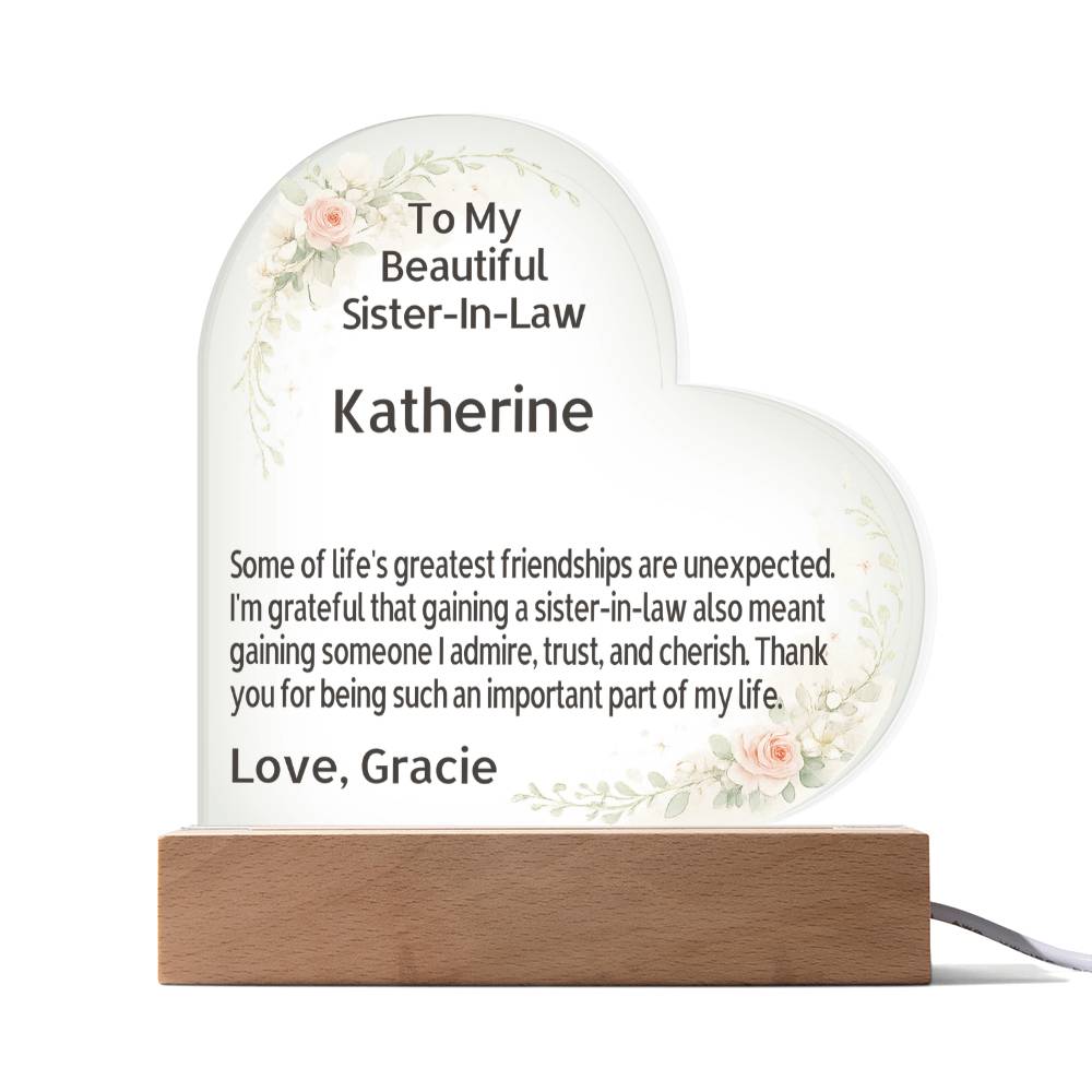 💖 Custom Sister-in-Law Acrylic Plaque | Heartfelt Personalized Gift