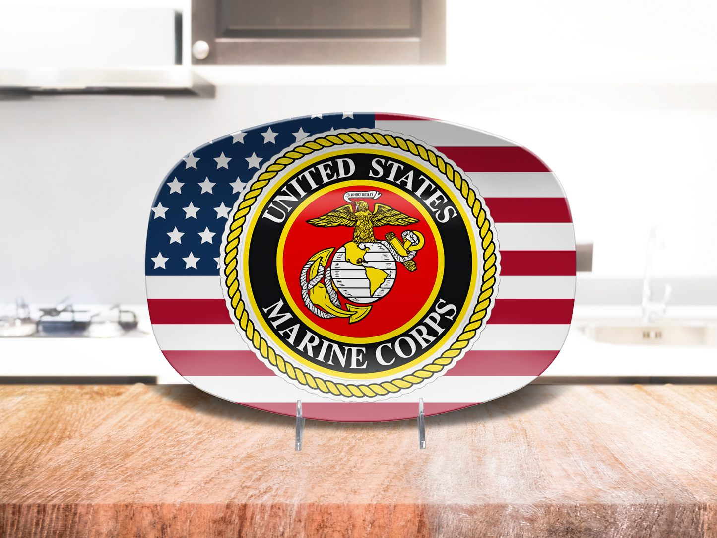 US Marine Corps American Flag Serving Tray – Perfect Gift for Marines & Veterans