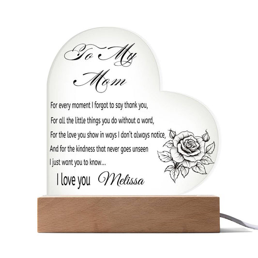 Personalized To My Mom Heart Night Light – Meaningful Mother’s Day Gift
