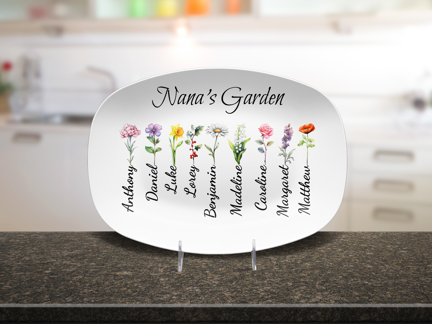 Personalized Nana’s Garden Platter – Custom Grandma Gift with Grandchildren Names
