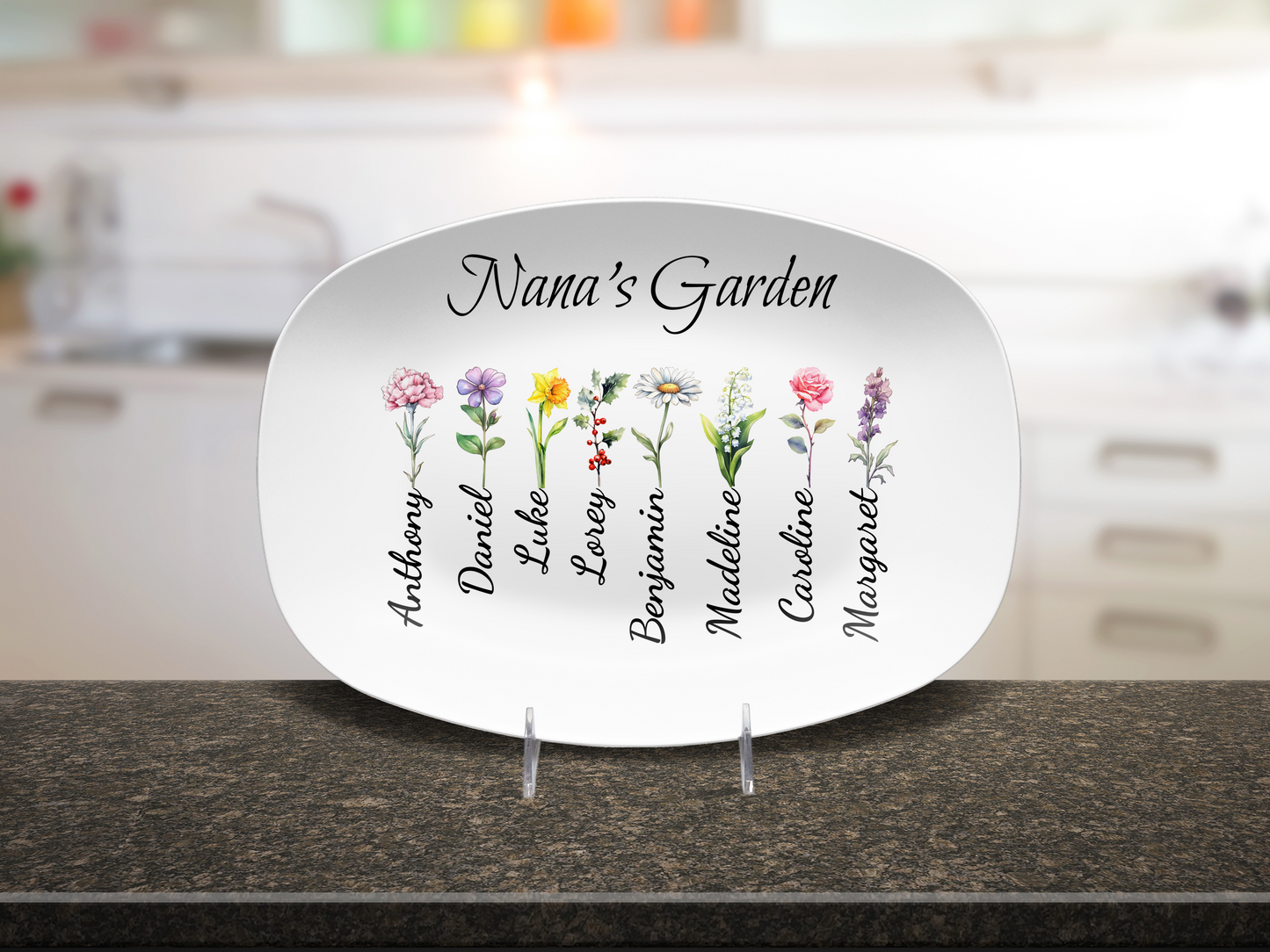 Personalized Nana’s Garden Platter – Custom Grandma Gift with Grandchildren Names