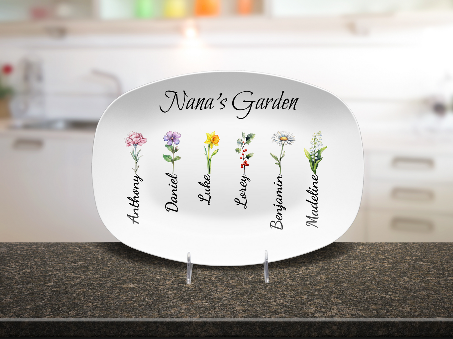 Personalized Nana’s Garden Platter – Custom Grandma Gift with Grandchildren Names