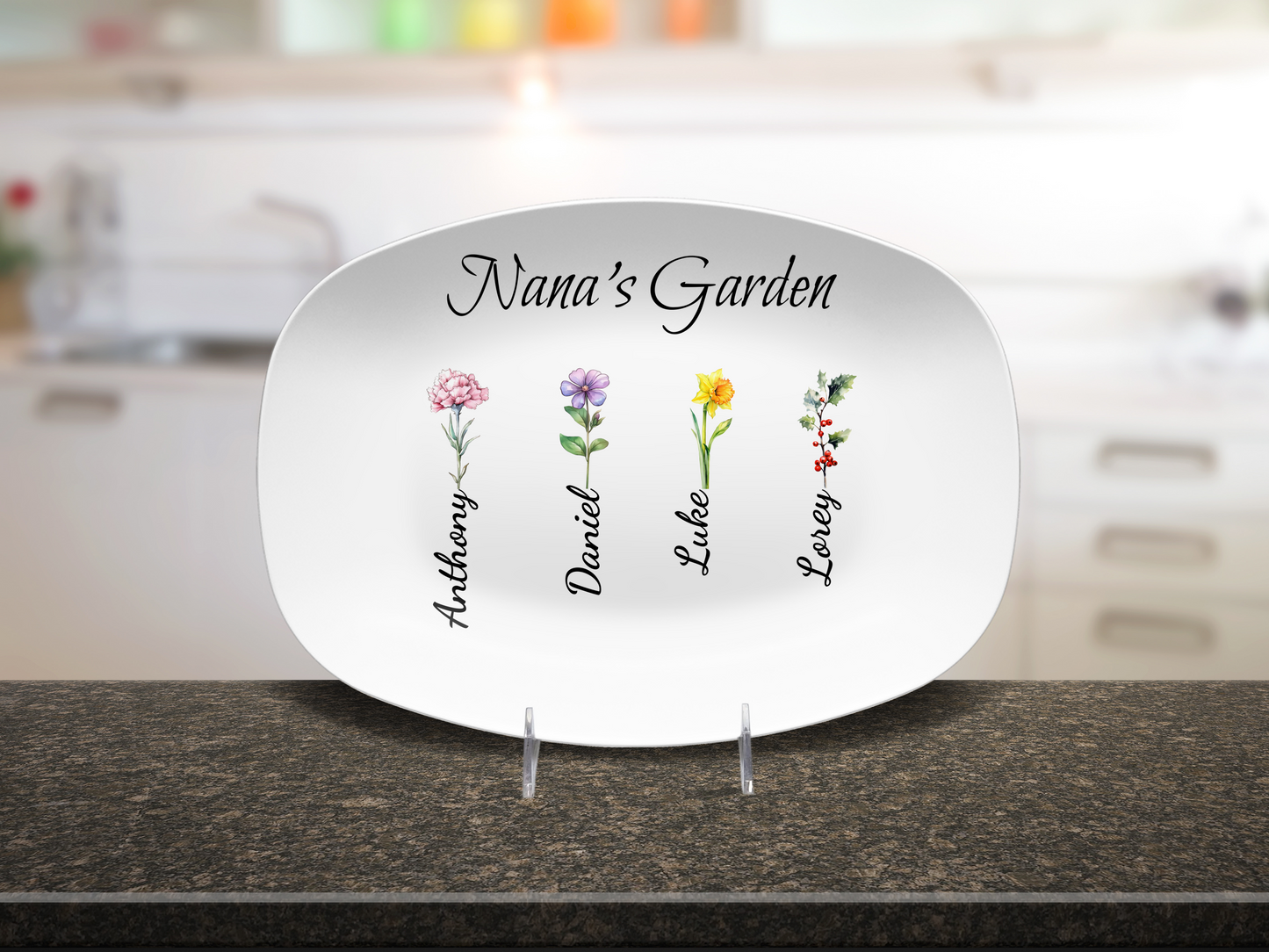 Personalized Nana’s Garden Platter – Custom Grandma Gift with Grandchildren Names