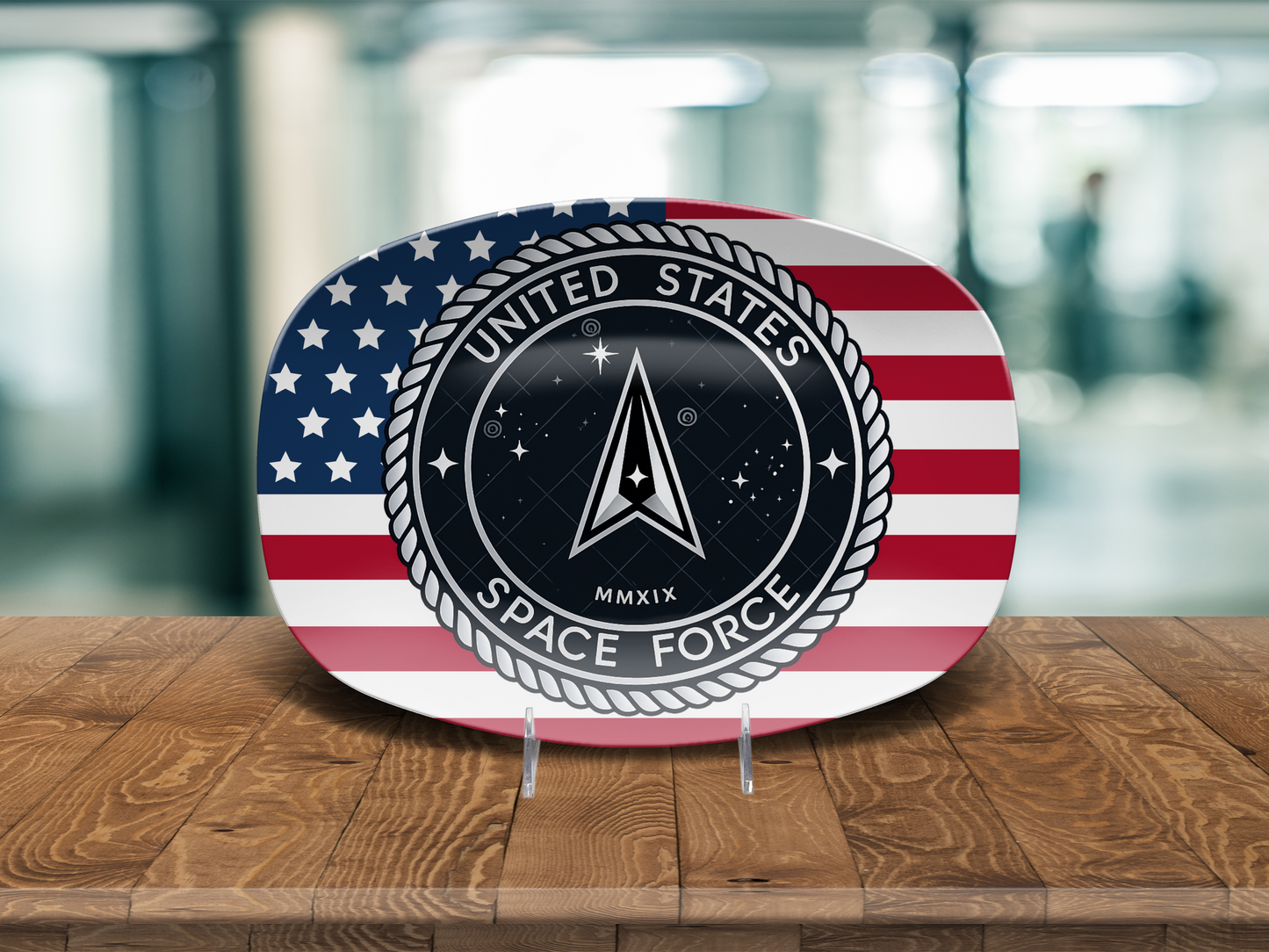 Patriotic USA Flag Space Force Serving Platter – Ideal Gift for Military Families