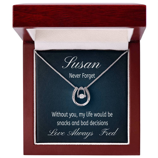 Personalized - Never Forget - Lucky In Love Necklace -