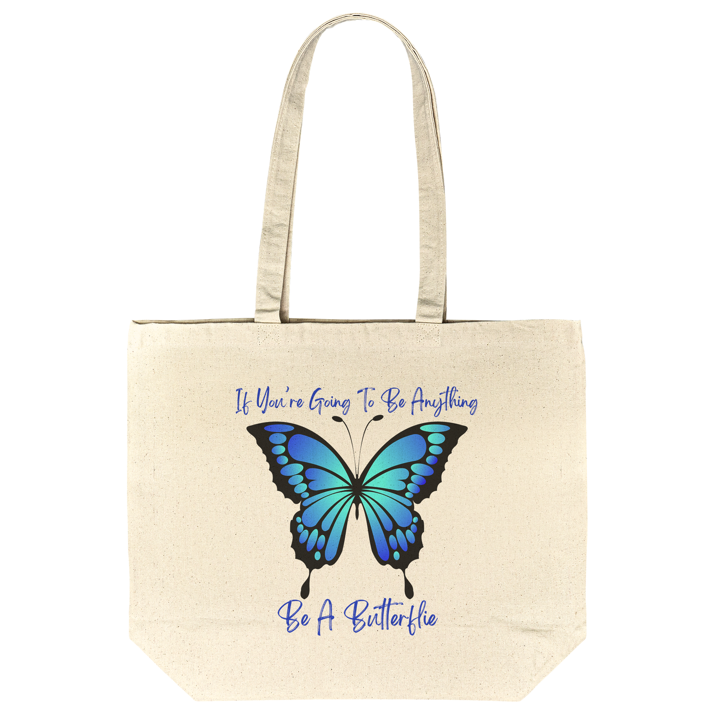 Inspirational Butterfly Tote Bag - Sister Gift Cotton Gusseted Bag for Everyday Use