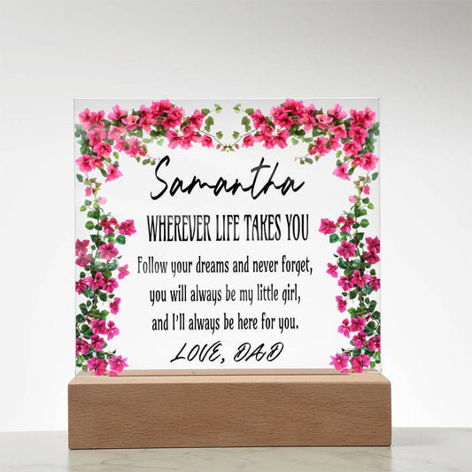 Personalized Daughter Acrylic Plaque From Dad – Dad to Daughter Keepsake Gift