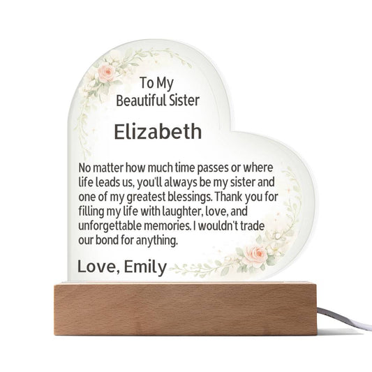 ❤️ Personalized Sister Acrylic Plaque with Custom Message | Always My Sister