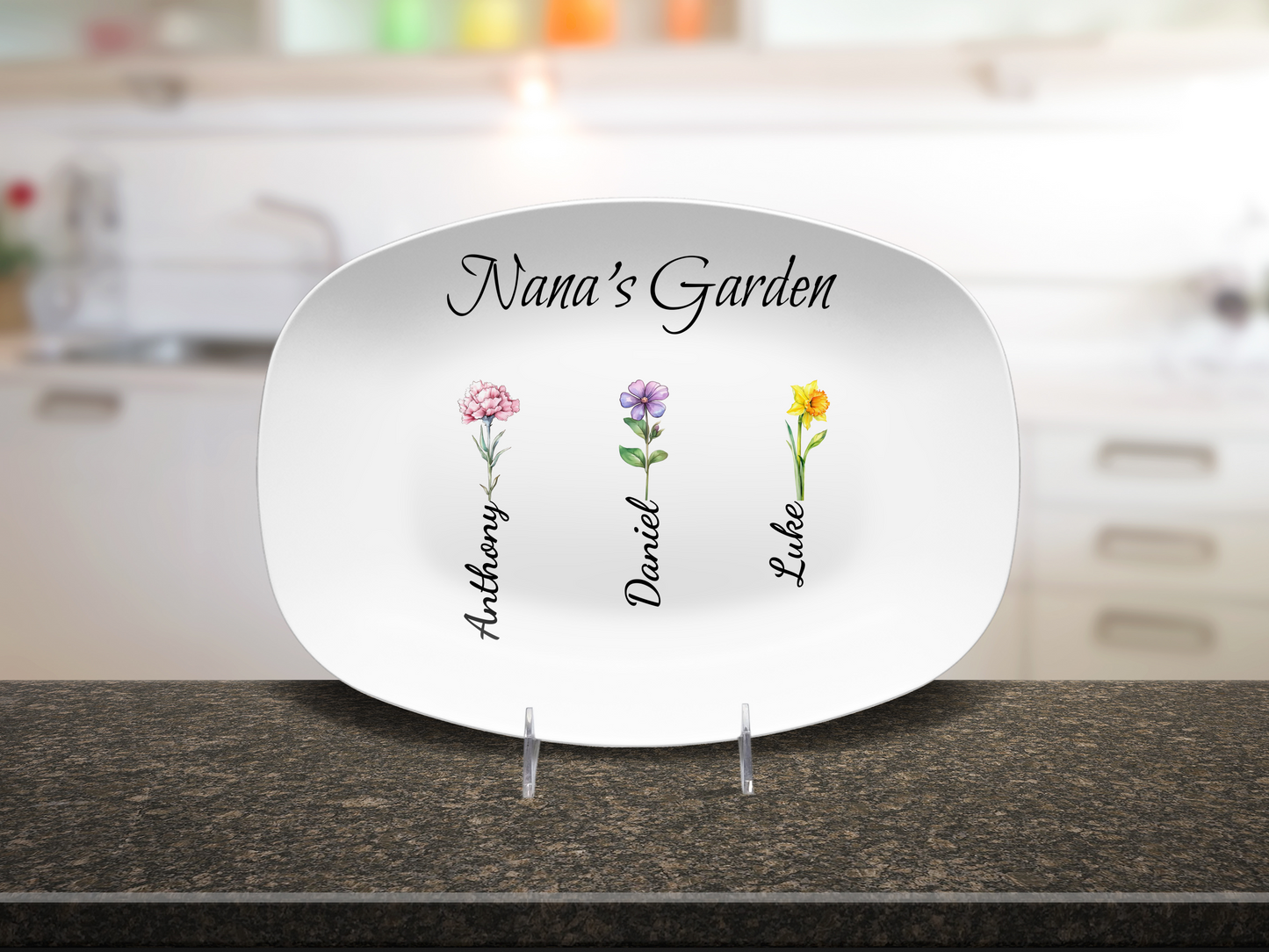 Personalized Nana’s Garden Platter – Custom Grandma Gift with Grandchildren Names
