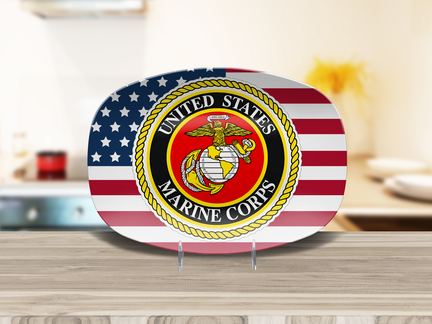 US Marine Corps American Flag Serving Tray – Perfect Gift for Marines & Veterans