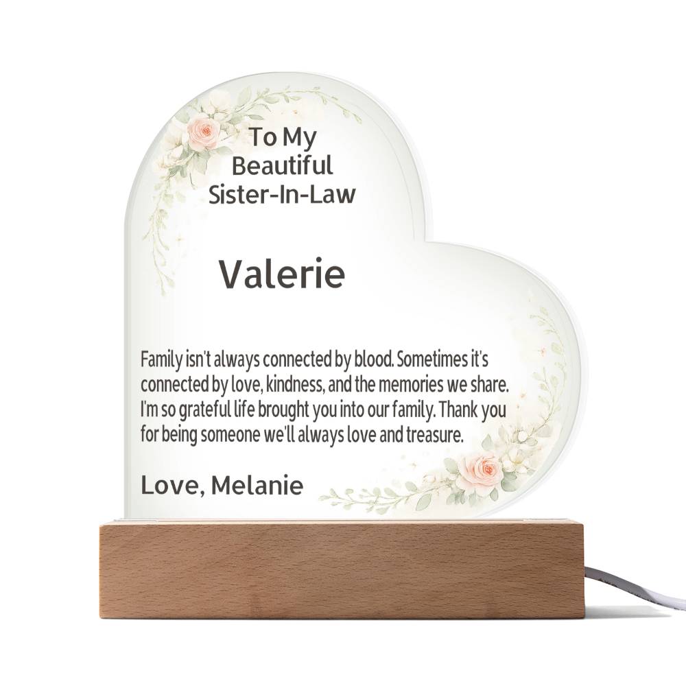 ❤️ Personalized Sister-In-Law Acrylic Plaque with Custom Message | Connected by Love, Not Blood