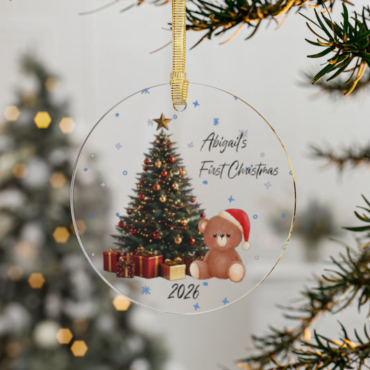 Personalized Baby’s First Christmas Clear Acrylic Ornament