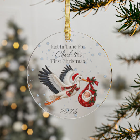 Personalized Baby’s First Christmas Ornament – Custom Baby Name & Birth Year Acrylic Ornament