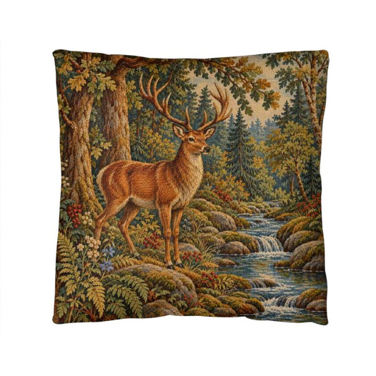 Medieval Deer Pillow – Stag Throw Pillow, Woodland Forest Decorative Accent Pillow