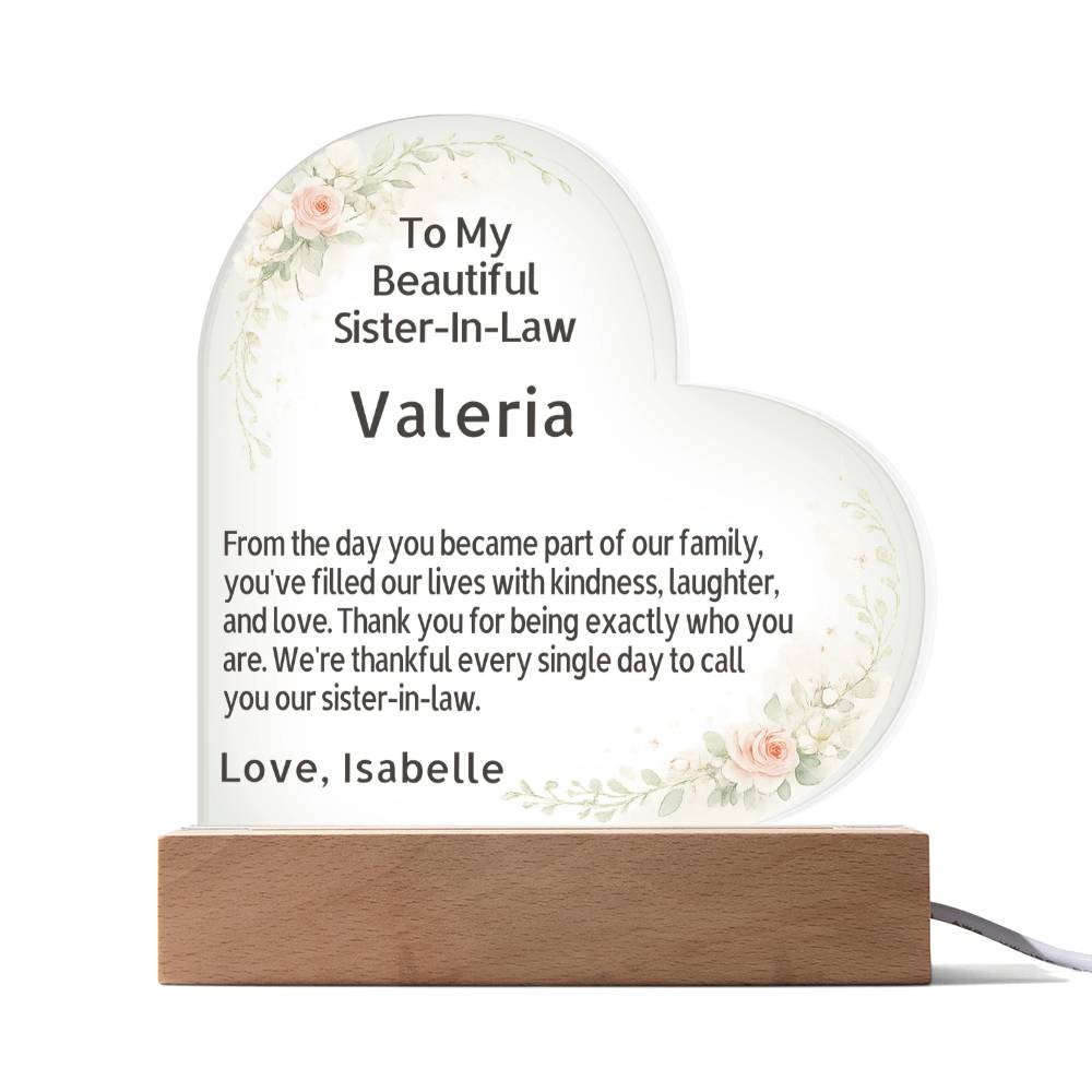 ❤️ Custom Sister-in-Law Acrylic Plaque | Personalized Gift for Family Appreciation