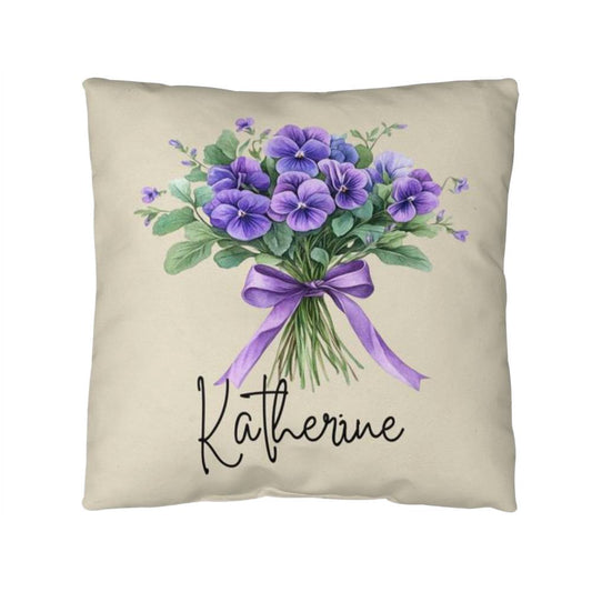 🌸 Personalized Daughter Pillow – Custom Name & Birth Flower Bouquet