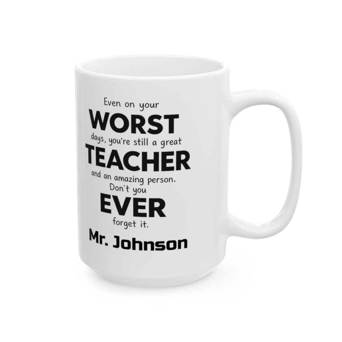 Worst Teacher Ever Personalized Ceramic Mug - Perfect Gift for Coffee Lovers (11oz & 15oz)