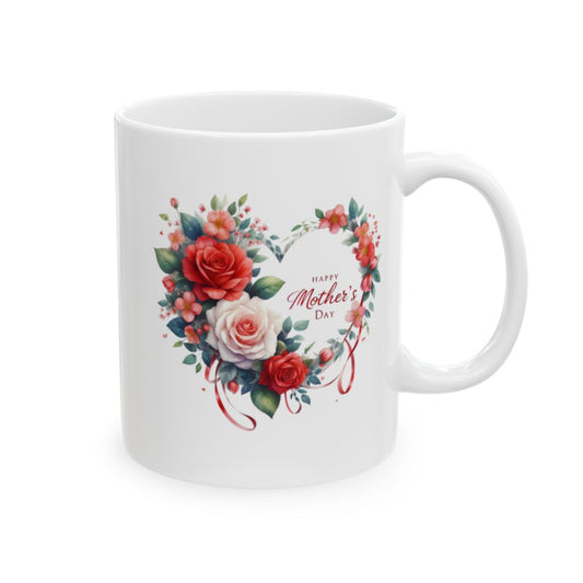 Mother’s Day Mug Gift – Happy Mother’s Day Heart Wreath Coffee Cup for Mom