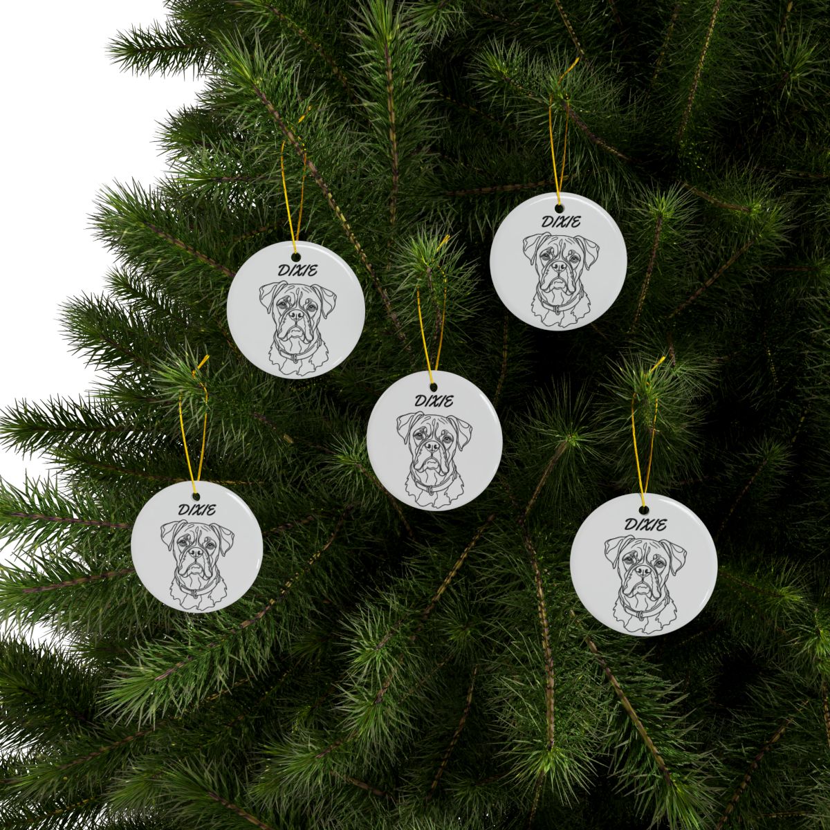 Personalized Single Line Dog Christmas Ornament – Custom Pet Photo & Name