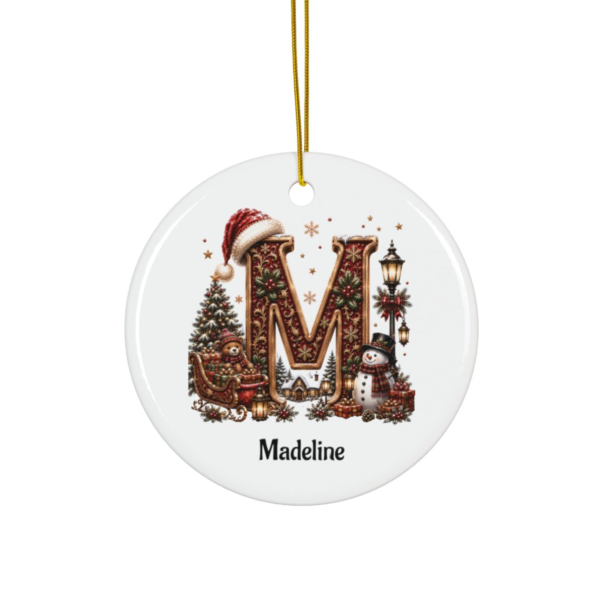 Personalized Initial Christmas Ornament, Custom Monogram & Name Ornament