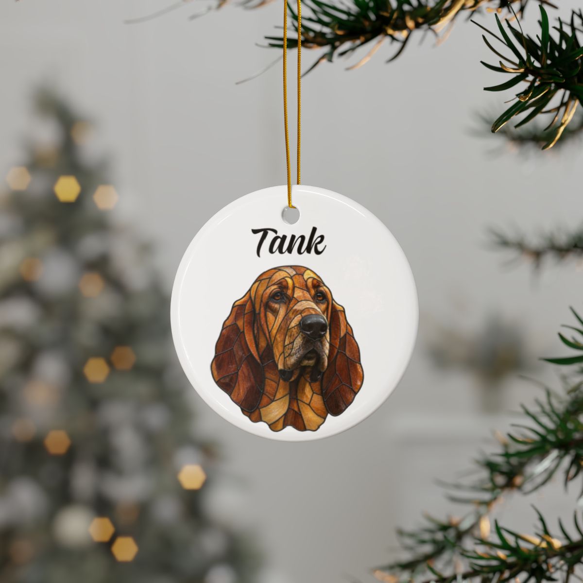 Personalized Stained Glass Style Pet Christmas Ornament – Custom Dog Photo & Name