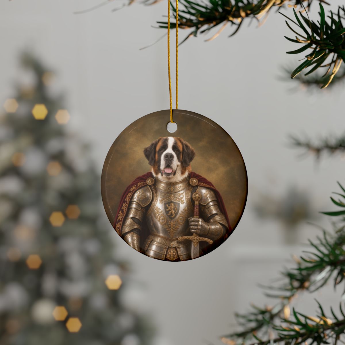Personalized Renaissance Knight Pet Photo Christmas Ornament