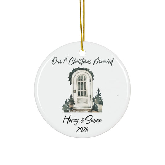 First Christmas Married Ornament Personalized with Names & Year