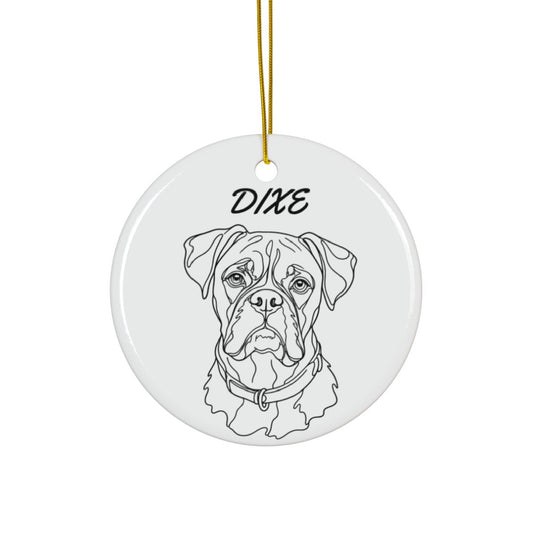 Personalized Single Line Dog Christmas Ornament – Custom Pet Photo & Name