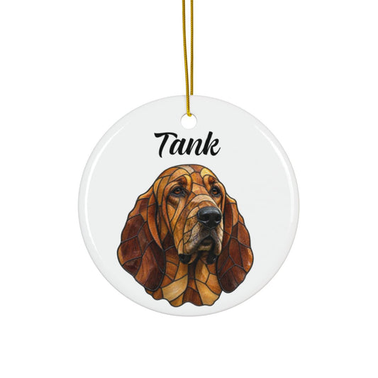 Personalized Stained Glass Style Pet Christmas Ornament – Custom Dog Photo & Name