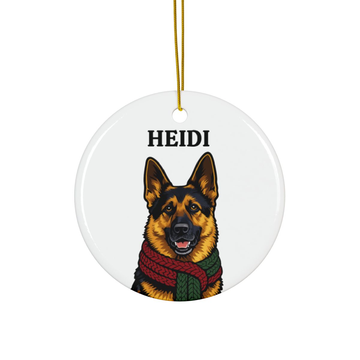 Personalized Dog Portrait Ornament with Knit Scarf & Custom Name