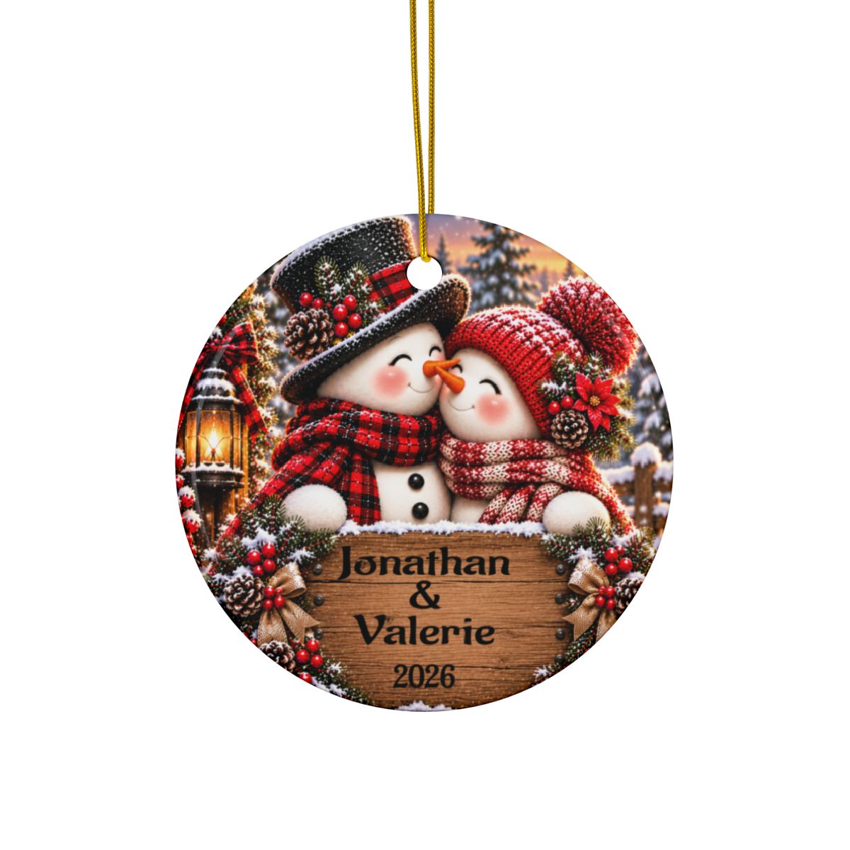 Personalized Christmas Ornament for Couples, Custom Snowman Ornament  Christmas Keepsake Gift